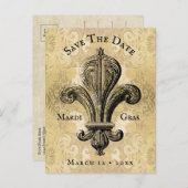 Vintage Mardi Gras Fleur de Lis Briefkaart (Voorkant / Achterkant)