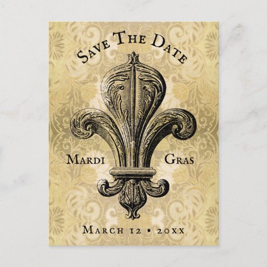 Vintage Mardi Gras Fleur de Lis Briefkaart (Voorkant)