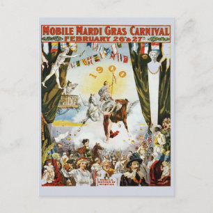 Vintage Mardi Gras Poster Briefkaart