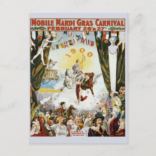 Vintage Mardi Gras Poster Briefkaart (Voorkant)