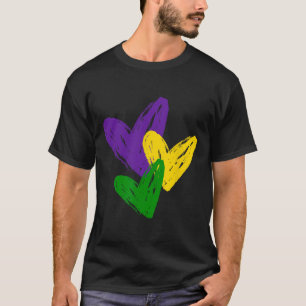 Vintage Mardi Gras Schattige Harten Grappige Liefd T-shirt