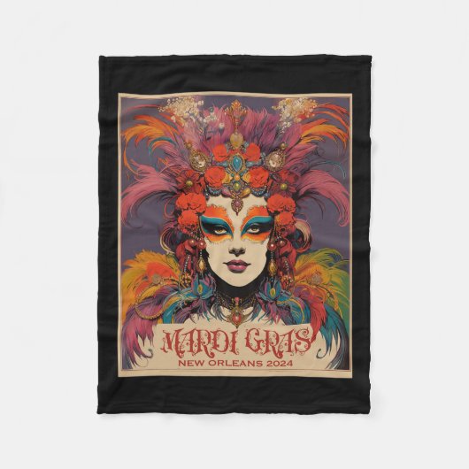 Vintage Mardi Gras Vrouwen  Fleece Deken (Voorkant)