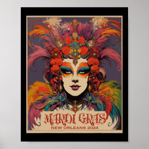 Vintage Mardi Gras Vrouwen  Poster