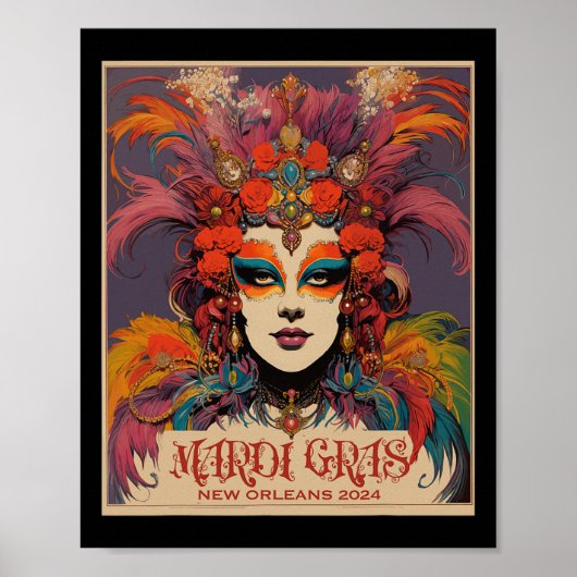 Vintage Mardi Gras Vrouwen  Poster (Voorkant)