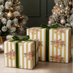 Vintage maretakbelletjes goud gestreepte verpakkin cadeaupapier