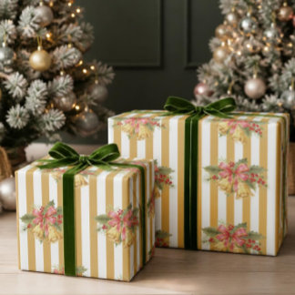 Vintage maretakbelletjes goud gestreepte verpakkin cadeaupapier
