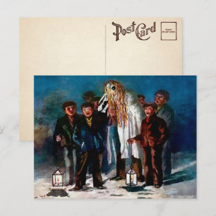 Vintage Mari Lwyd Briefkaart voor Kerstmis