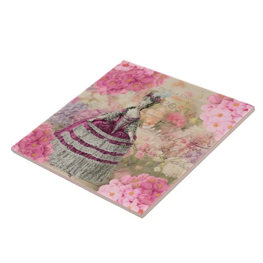 Vintage Marie Antoinette Ceramic Tile Tegeltje (Zijkant)