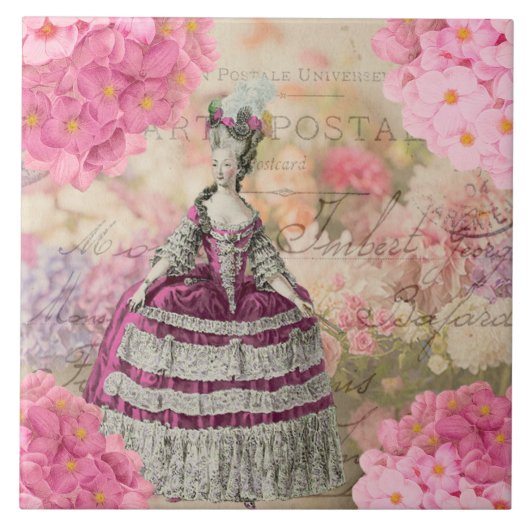 Vintage Marie Antoinette Ceramic Tile Tegeltje (Voorkant)