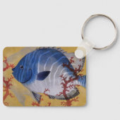 Vintage Marine Oceaanleven Tropische Blauwe Vis Ko Sleutelhanger (Voorkant)
