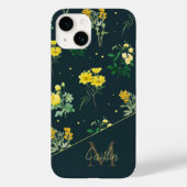 Vintage marineblauw gepersonaliseerd bloemmotief m Case-Mate iPhone case (Achterkant)