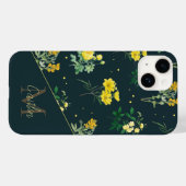 Vintage marineblauw gepersonaliseerd bloemmotief m Case-Mate iPhone case (Achterkant (horizontaal))