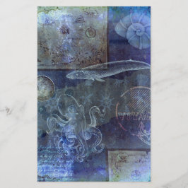 Vintage marineblauw oceaanleven decoupage plakboek