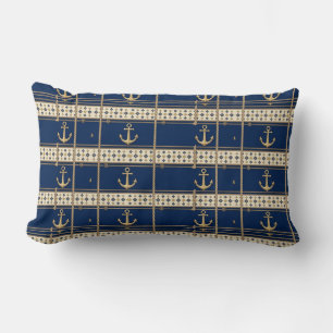 Vintage Maritiem Navy Blauwe Strepen Anker Touw Ku Kussen