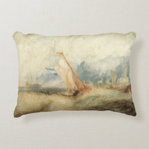 Vintage maritiem schip zeelandschap door Joseph Tu Accent Kussen
