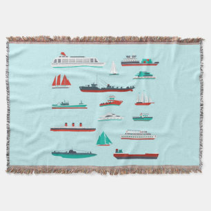 Vintage Maritieme Vloot Geweven Worpdeken Deken
