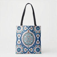 Vintage Marokkaans Turkoois & Blauw Bloemmotief