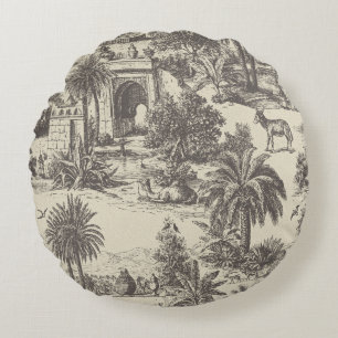 Vintage Marokkaanse toile kameel oase palmboom Rond Kussen
