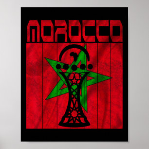 Vintage Marokko, Ik hou van Marokko Kaart Marokko Poster