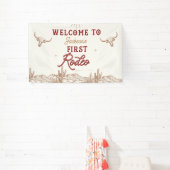 Vintage Maroon First Rodeo 1e Verjaardag Banner (Insitu)