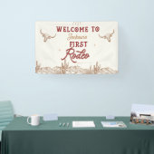 Vintage Maroon First Rodeo 1e Verjaardag Banner (Beurs)