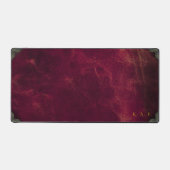 Vintage Maroon Leren Uitzicht Gepersonaliseerd Bureaumat (Voorkant)