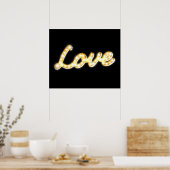 Vintage Marquee Lights Love Poster - zwart (Keuken)