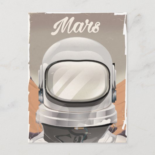 Vintage Mars Ruimtevaarder Briefkaart (Voorkant)