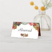 Vintage Marsala Red Floral Wedding Gereserveerd Plaatskaartje (Achterkant)