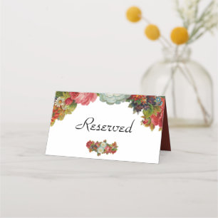 Vintage Marsala Red Floral Wedding Gereserveerd Plaatskaartje