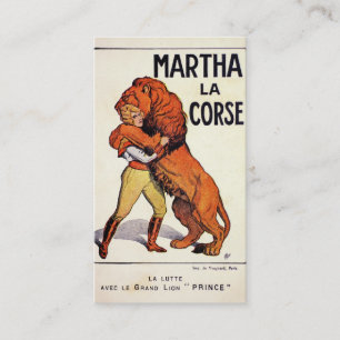 Vintage Martha La Corse Lion Tamer Visitekaartje
