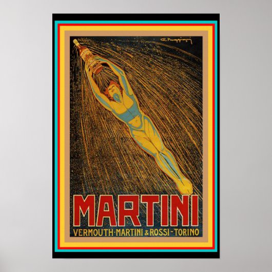 Vintage Martini & Rossi Art Deco Poster (Voorkant)