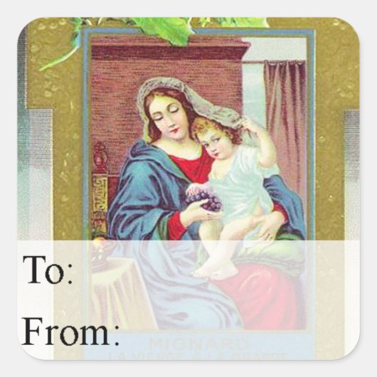 Vintage Mary en Jesus Gift Label (Voorkant)