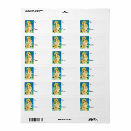 Vintage Mary en Jesus Gift Label (Full Sheet)