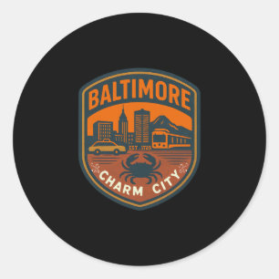 Vintage Maryland Baltimore Charm City Retro Krab H Ronde Sticker