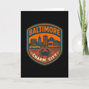 Vintage Maryland Baltimore Charm City Retro Krab S Kaart