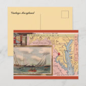 Vintage Maryland Map Briefkaart (Voorkant / Achterkant)