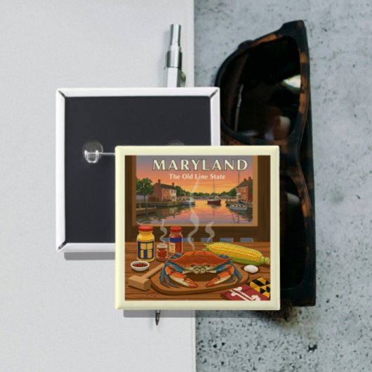 Vintage Maryland Vierkante Button 5,1 Cm