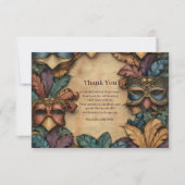 Vintage Masked Mardi Gras Masquerade Bedankkaart (Voorkant)