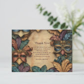 Vintage Masked Mardi Gras Masquerade Bedankkaart (Staand voorkant)