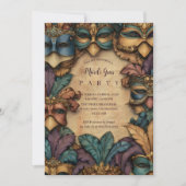 Vintage Masked Mardi Gras Masquerade Kaart (Voorkant)