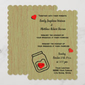 Vintage mason jar wood grain theme wedding  kaart (Voorkant / Achterkant)