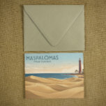 Vintage Maspalomas Dunes - Minimalist Gran Canaria Briefkaart<br><div class="desc">Capture the timeless elegance of the Canary Islands with this minimalist vintage-style travel illustration on a postcard. Featuring the iconic Dunes of Maspalomas and the historic El Faro lighthouse, this artwork embodies the "Eternal Spring" of Gran Canaria’s southern shores. Whether you've spent your days strolling the upscale promenades of Meloneras,...</div>