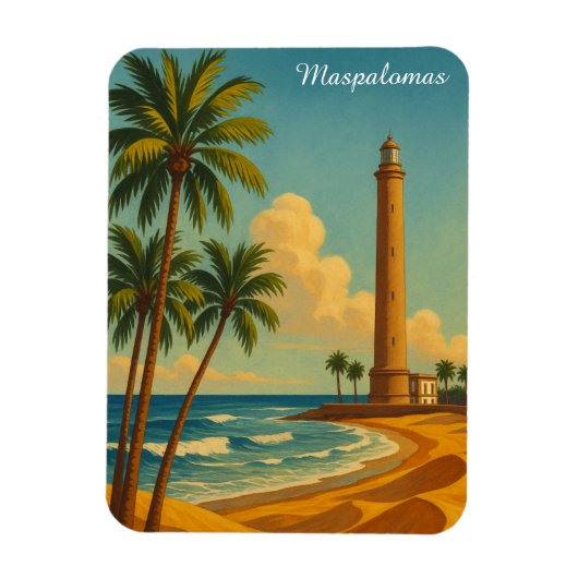 Vintage Maspalomas Meloneras Beach Gran Canaria Magneet (Verticaal)