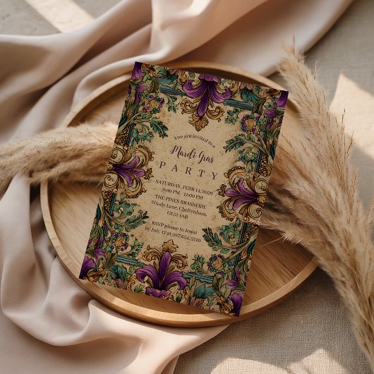 Vintage Masquerade Mardi Gras Elegance Kaart