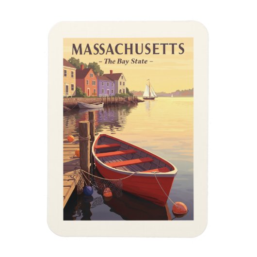 Vintage Massachusetts Magneet (Verticaal)