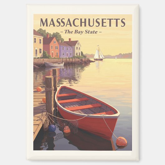 Vintage Massachusetts Magneet (Voorkant)