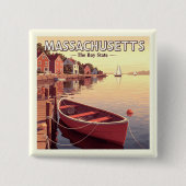 Vintage Massachusetts Vierkante Button 5,1 Cm (Voorkant)