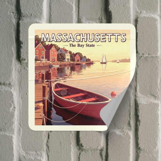 Vintage Massachusetts Vierkante Sticker
