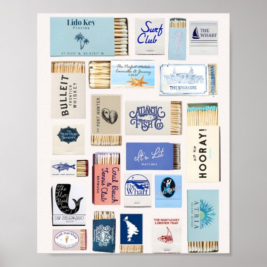 Vintage Matchbook Art Coastal Poster (Voorkant)